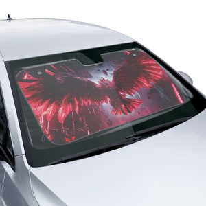 Crimson Phoenix Ascendant - Gamer Car Decor - Gaming Car Gifts - TCG Windshield Sunshade - Window Cover - TCG Gifts