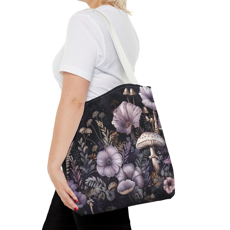 Dark Cottagecore Mushroom Fungi Cute Tote Bag image 8