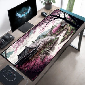 Japan Mousepad, Lovely Japanese Village Large Mouse Pad, Large Desk Mat, XL Desk Pad, Cute Mousepad, Aesthetic Desk Protector Kawaii Deskmat
