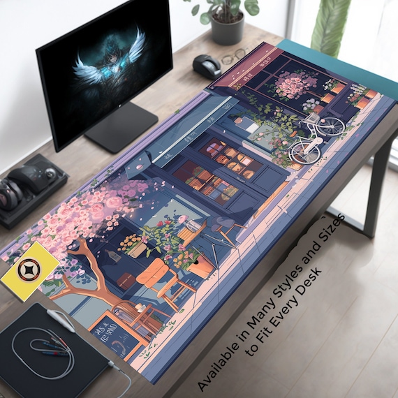 Large Cute Mouse Pad - 31.5x15.7in Kawaii Desk Mat, Anime Design, Non-Slip Rubber Base