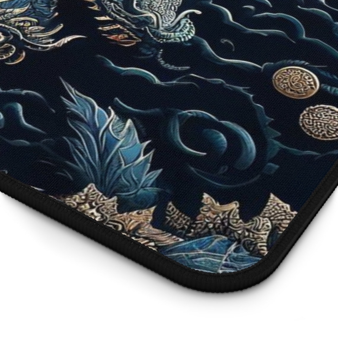 Janpanese Floral Dragon Print Floor Mat