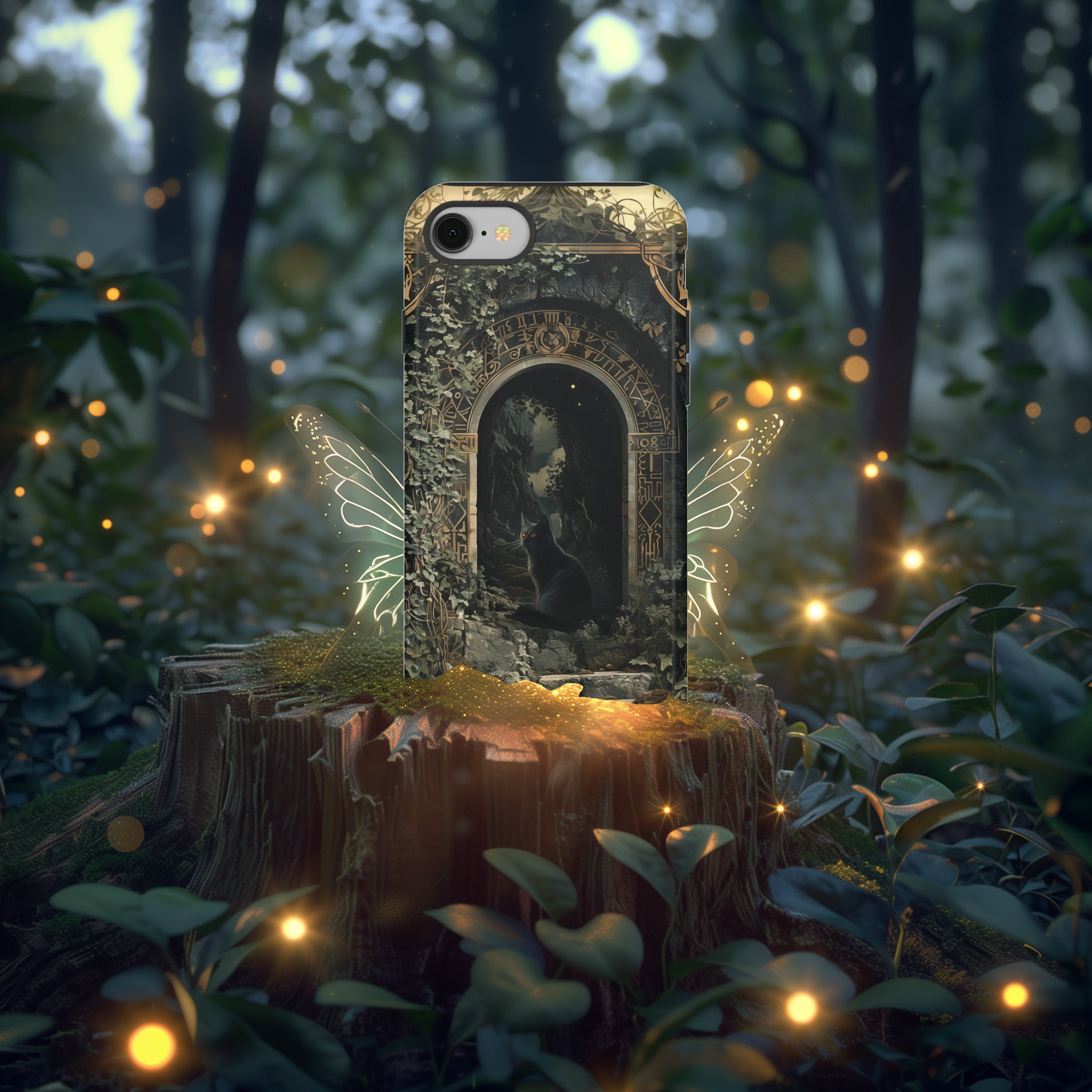 Fantasy Cat Runes Phone Case for iPhone, Galaxy, and Pixel