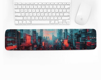 Dark Cyberpunk Cubist Keyboard Wrist Rest, 1/2" Thick Neoprene Soft Ergonomic Wrist Rest