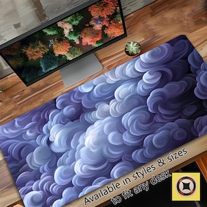 Kawaii Lila Wolken Schreibtischmatte XL XXL Große Schreibtischunterlage Maus Pad - Niedliche Schreibtischunterlage Für Zuhause Büro Dekor - Geschenk für Sie