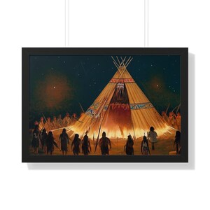 Native American Indian Tipi dansceremonie ingelijste kunst aan de muur afbeelding 10