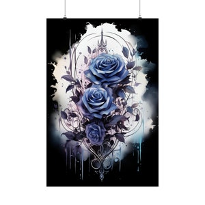 Cute Gothic Rose Dreams Wall Art, Gothic Rose Poster, Pastel Goth Art, Gothic Poster, Goth Room Decor