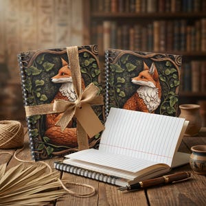 Medieval Red Fox - Inspirational Personal Diary or Journal - Notepad for Shopping - Spiral Bound Notebook with 118 90gsm pages, 300gsm cover