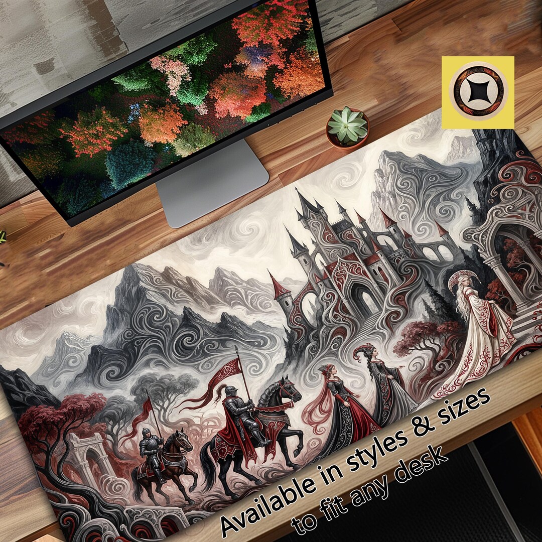 Medieval Fantasy Gaming Desk Pad Featuring Knights, Princesses and ...