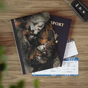 Funda de pasaporte gótica, billetera de pasaporte con murciélagos góticos, porta pasaporte, lindo porta pasaporte gótico pastel, regalos de viaje góticos