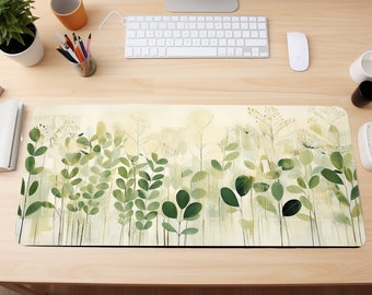 Boho Green Plants Desk Mat Mouse Pad