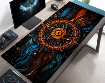 African Abstract Mandala Desk Mat, African Art Desk Mat, Africa Desk Mat, African Mousepad, Africa Mouse Pad, Large Mouse Pad, XL Mousepad