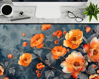 Cute Desk Decor, Floral Desk Mat, Flowers Playmat  , Aesthetic Mousepad, XL Gaming Mouse Pad, Giant Desk Pad, Art Nouveau Keyboard Rug