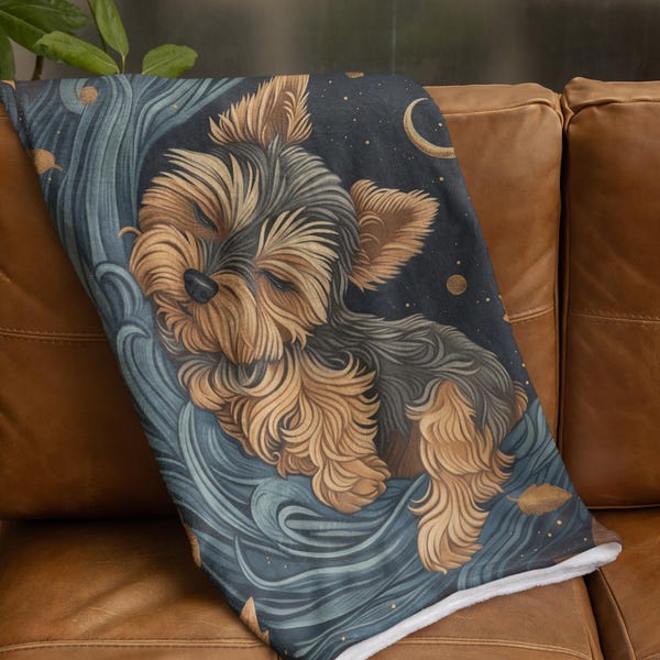 Cute Yorkie Sleeping Soft Fleece Blanket or Throw Blanket - Full Size Blanket - Yorkshire Terrier - Yorkie Lovers Gift - Gift for Daughter