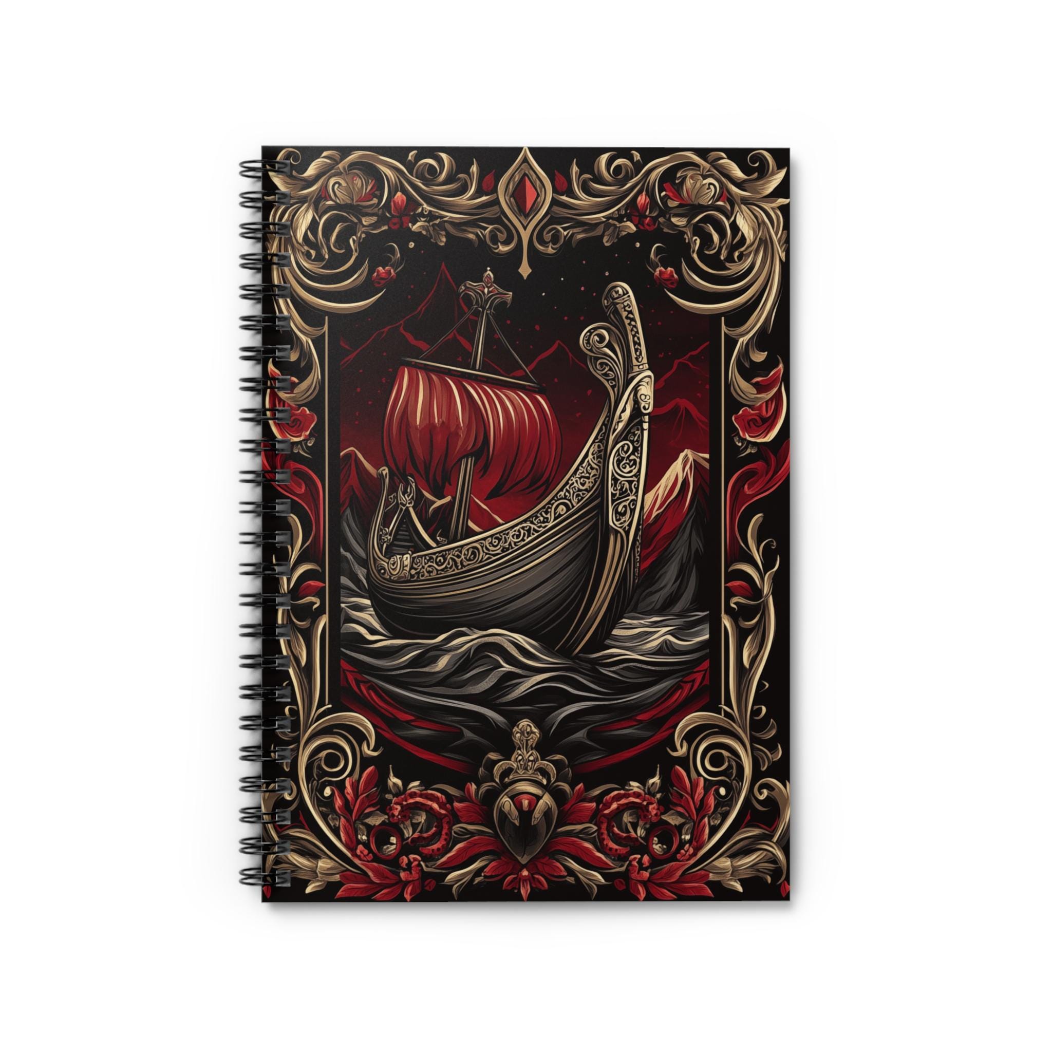 Ornate Viking Longboat Spiral Journal