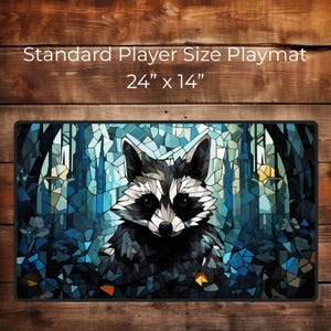 Enchanted Raccoon Realm - Custom TCG Playmat - Racoon Playmat for DND or Table Top Gaming or PC Gamer Desk Pad or Desk Mat