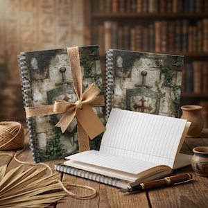Ruled Lined Notebook - Medieval Knights Shield and Sword Art - Medieval Journal - Gamer Journal - Gift for TCG Gamer