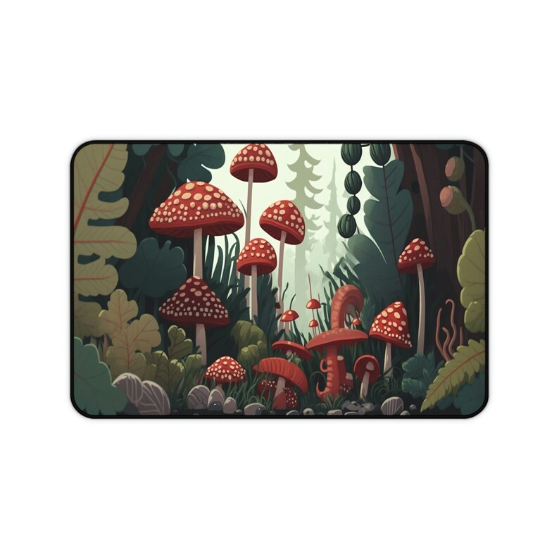 Mushroom Mouse Pad Cottagecore Mousepad Mushroom Desk Mat XL Cute Desk Pad XXL Mushroom Computer Keyboard Mat Track Pad image 7