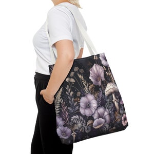 Dark Cottagecore Mushroom Fungi Cute Tote Bag image 9