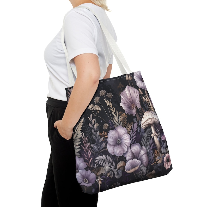 Dark Cottagecore Mushroom Fungi Cute Tote Bag image 9