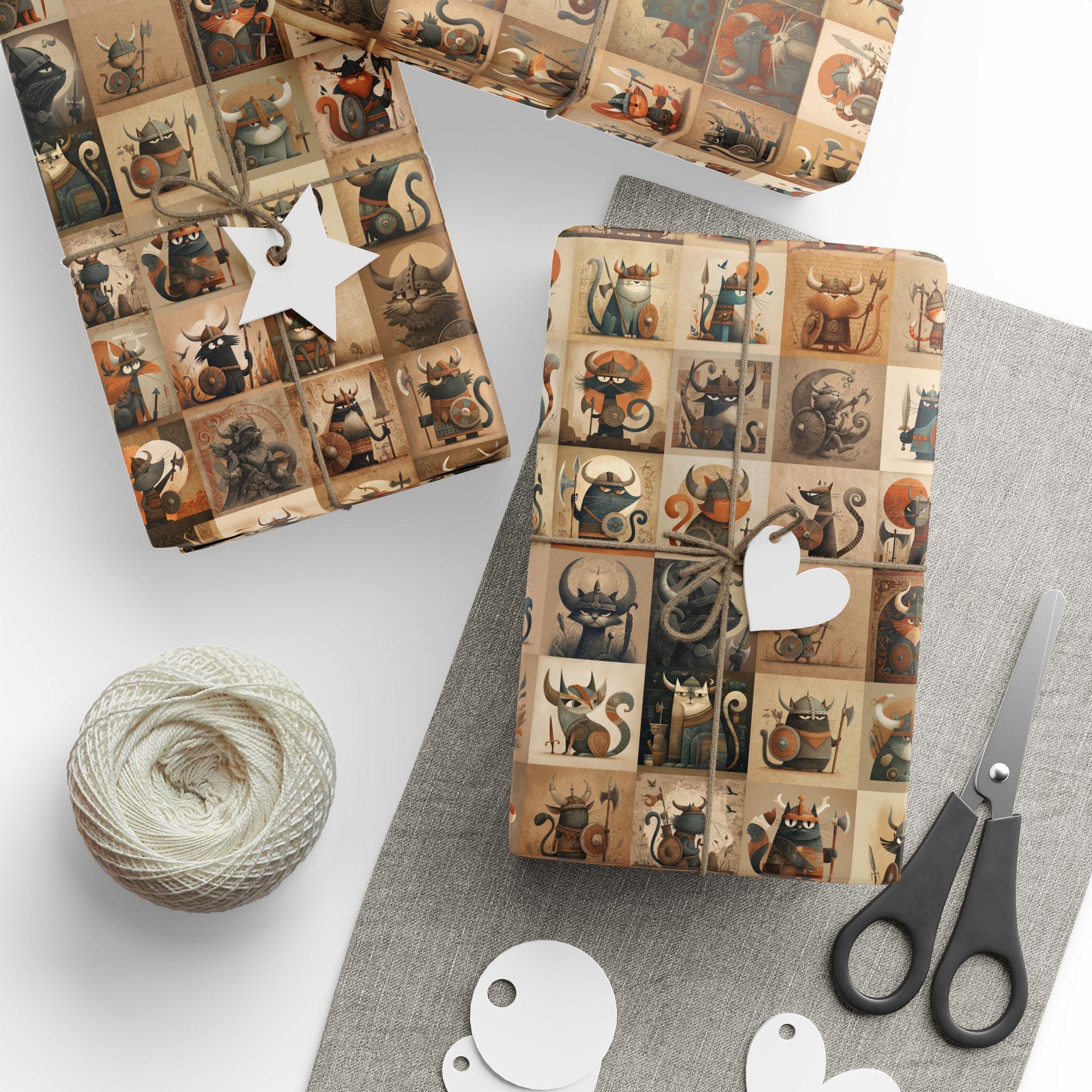 Kawaii Viking Cats Wrapping Paper