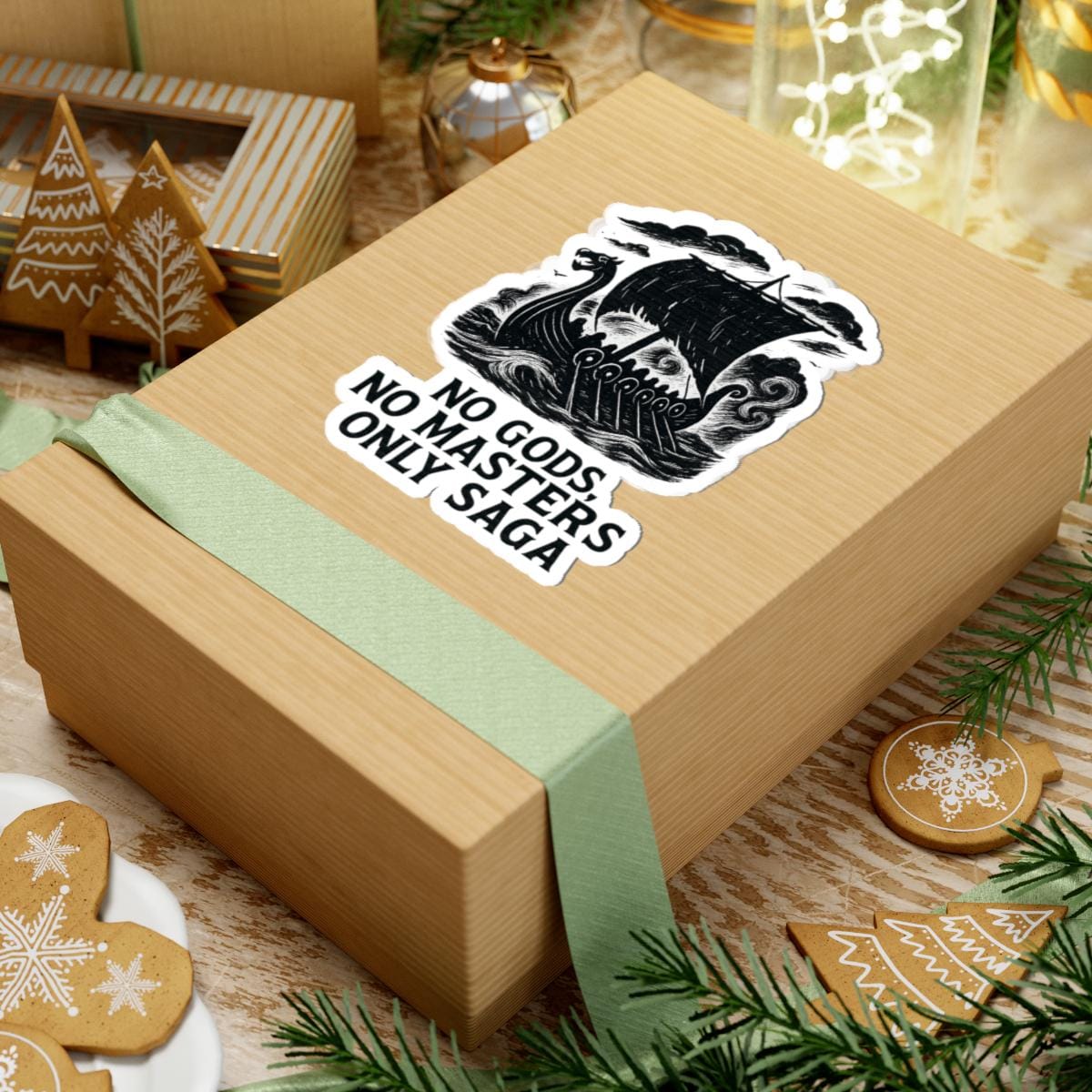 Viking Longboat Sticker with Norse Motto