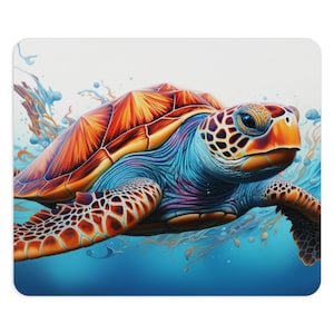 Meeresschildkröte Mauspad, Ozean Mousepad, Niedliches Nautische Schreibtisch Dekor, Strand Büro Accessoire - Rundes oder Rechteckiges Kleines Mousepad