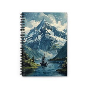Persönliches Journal, Notizbuch, Tagebuch für Zuhause, die Arbeit oder die Schule mit einer schönen nordischen Wikinger Fjord-Kunst auf dem Cover Bild 2