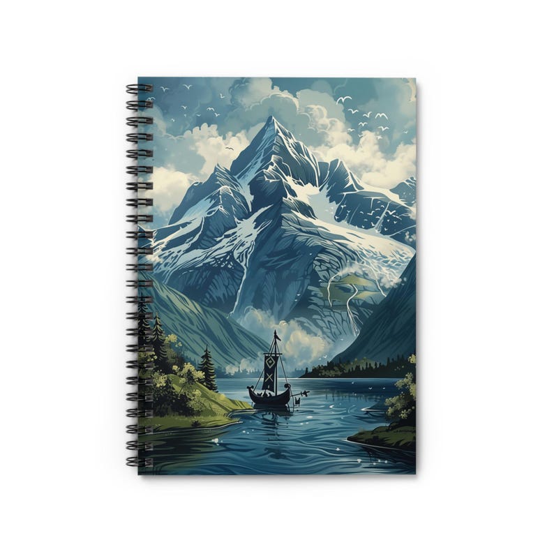 Persönliches Journal, Notizbuch, Tagebuch für Zuhause, die Arbeit oder die Schule mit einer schönen nordischen Wikinger Fjord-Kunst auf dem Cover Bild 2