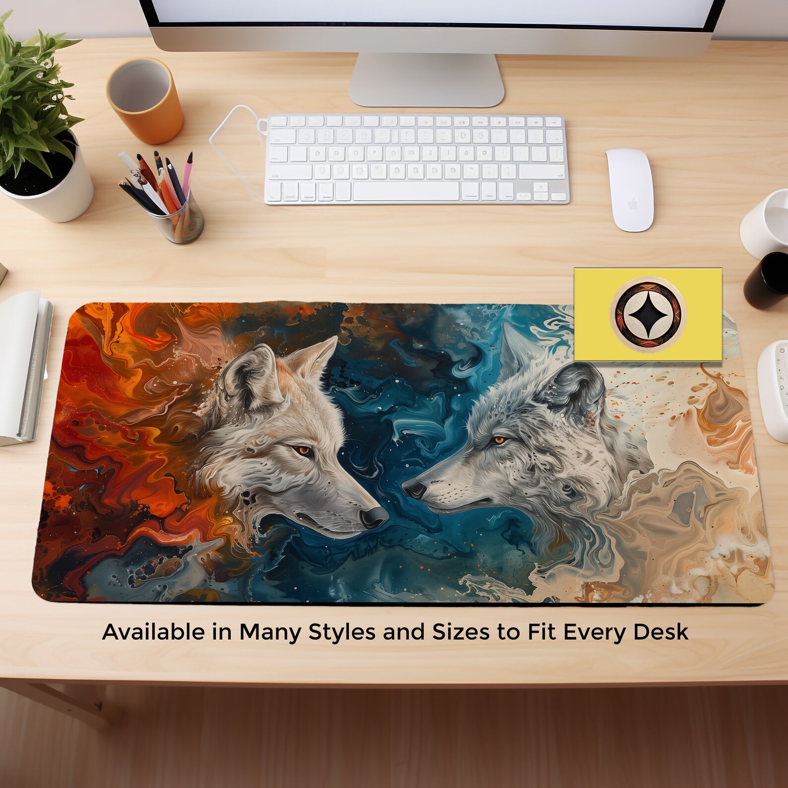 Stunning Wolf Art Desk Decor, Wolf Office Decor, Wolves Desk Mat ...