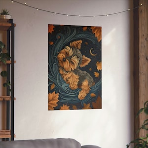Poster Yorkie endormi, art mural Yorkshire Terrier, décoration murale Yorkie, décoration chambre d&#39;enfant, art mural chambre d&#39;enfant, art chambre d&#39;enfants