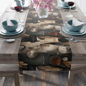 Cute Cats Pattern Polyester Table Runner - 2 Size Options