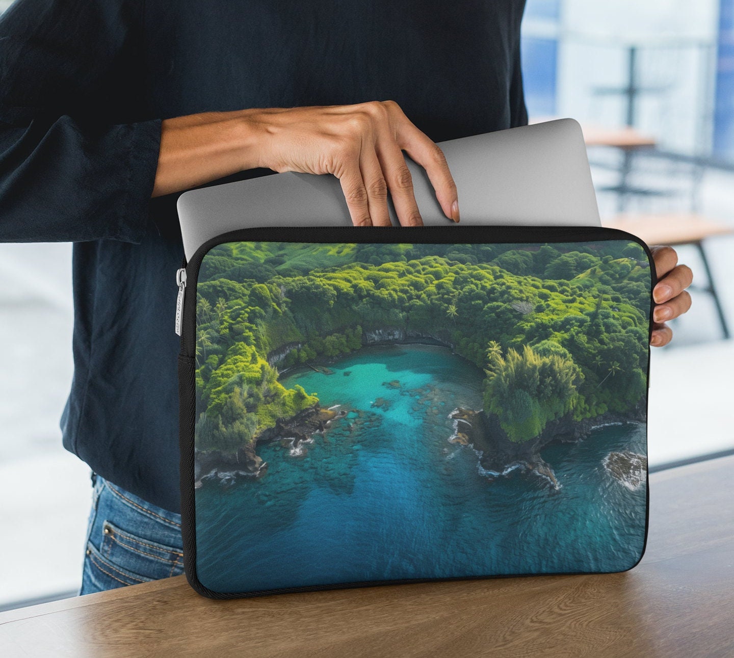 Exotic Topical Bay Laptop Sleeve, iPad Sleeve, Hawaiian Island Art, Computer Tote Bag, Laptop Case, Tablet Cover