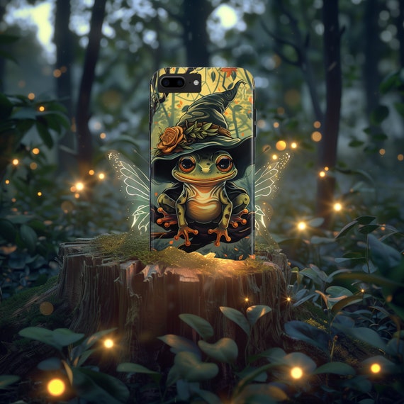 Witchy Frog iPhone Tough Case, Frog iPhone Case, iPhone 15 Pro Max and most other models featuring Polycarbonate Shell and Rubber Liner