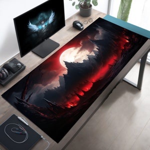 Gothic Berg Verzauberung, Gothic Mauspad, Gothic Schreibtischunterlage, Dark Mountain Schreibtischunterlage, Horror Schreibtisch Decor, Gothic Gaming Schreibtischmatte