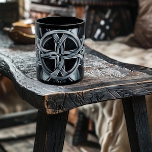 Celtic Knotwork Art Mug - Celtic Mug - Celtic Art Mug - Celtic Art Gifts - Gift for Her - Gift for Him - 11oz or 15oz Black Ceramic Mug