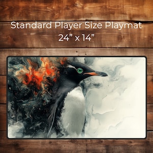 Ethereal Penguin Playmat for TCG Gamers or PC Gamers - Gift for Wife - Gift for Husband - Gift for Boyfriend - Gift for Son - Cute Play Mat