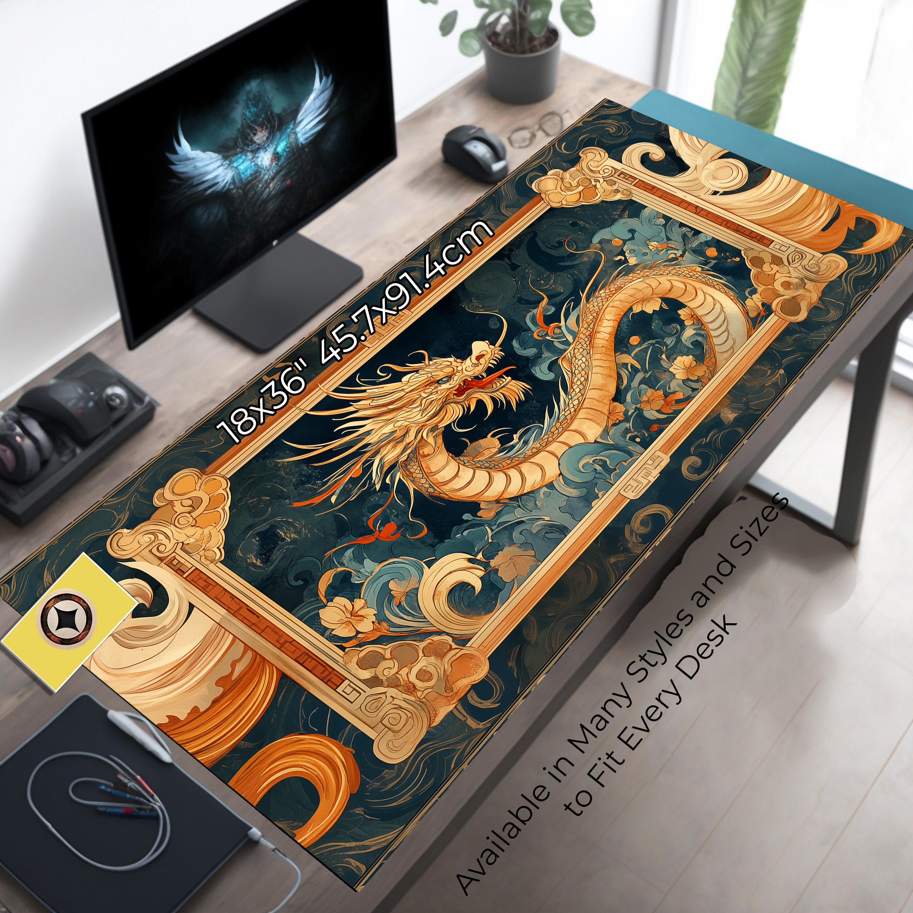 Chinese Dragon Themed Desk Decor - Gaming Desk Mat for Dragon Lovers ...