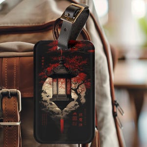 Japanischer Laternen Mond persönlicher Reisetaschen Anhänger – ID Tag für Schule oder Arbeit – Rucksack Anhänger – Golf Bag Anhänger – Geschenk zum Schulanfang