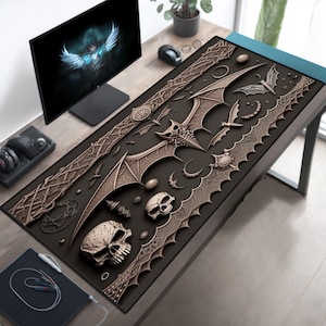 Goth Mousepad Goth Mouse Pad Goth Desk Mat Goth Desk Pad Goth Gift Skull Mousemat Bat Keyboard Mat Computer Desk XL Moth Track Pad