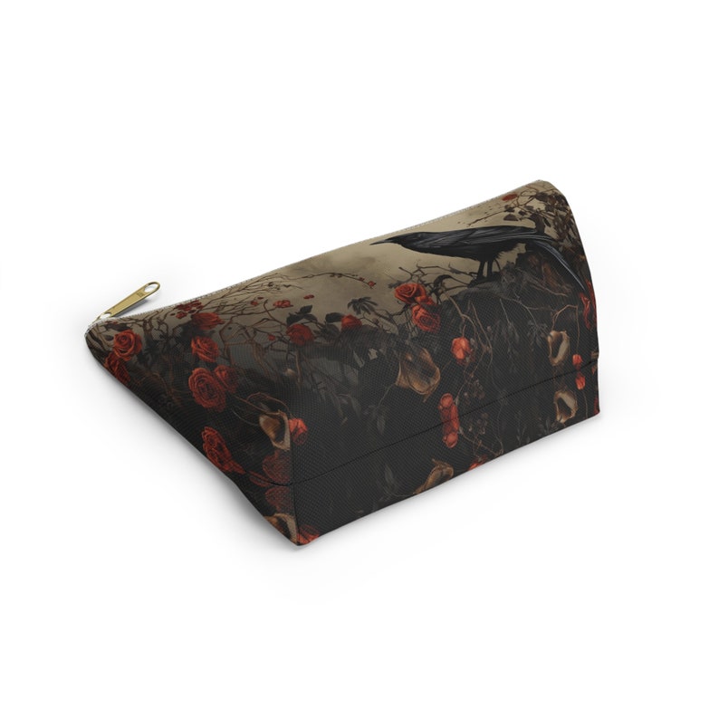 Dark Academia Bag, Dark Cottagecore Bag, Raven Cosmetic Bag, Gothic Makeup Bag, Goth Pencil Case, Raven Small Purse image 4