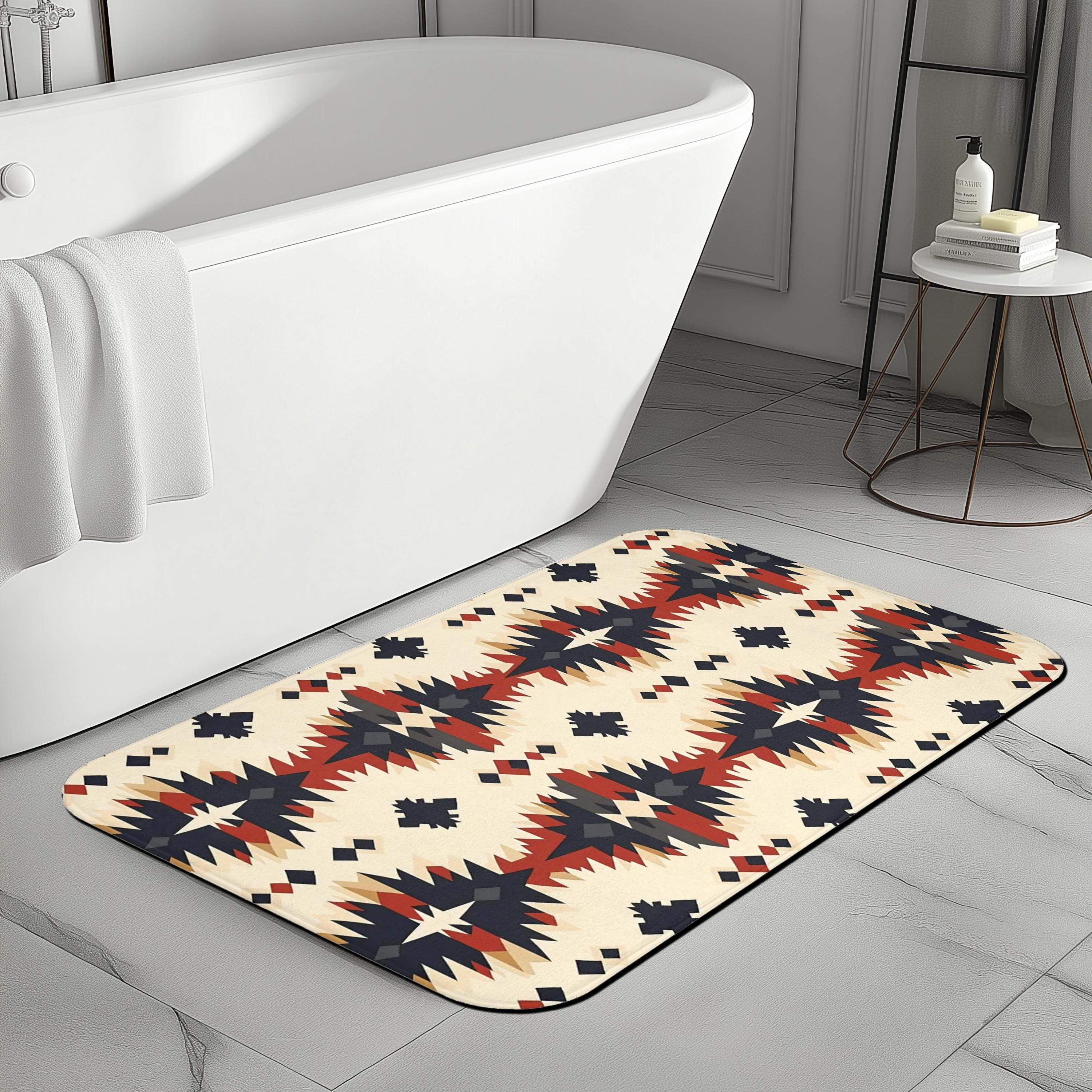Southwestern Pattern Bath Mat / Bathroom Rug - Perfect Gift for Rustic Home Decor - Home Accessory - Kitchen Rug - Entryway Mat