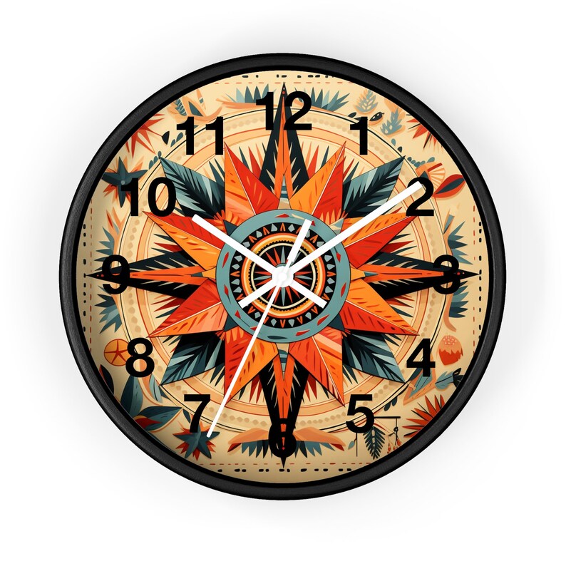 Startburst Wall Clock, Native American Style Art, Unique Wall Clock, Southwestern Wall Clock, Southwest Round Wall Clock image 7