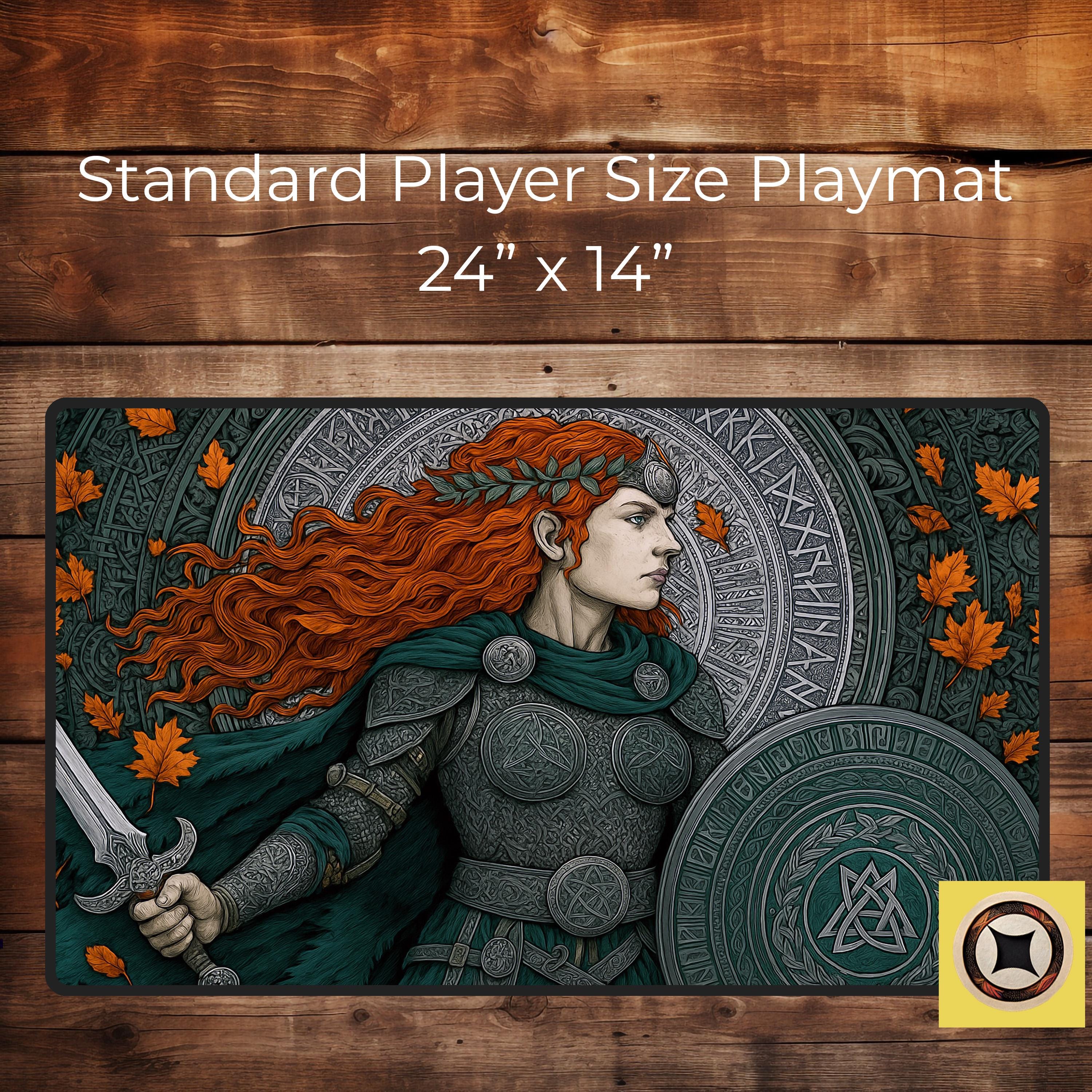 Celtic Warrior Queen Gaming Playmat with Valkyrie Art