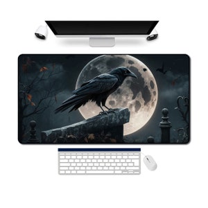 Gothic Cemetery Crow Horror Aesthetic PC Gaming Setup Computer Table ...