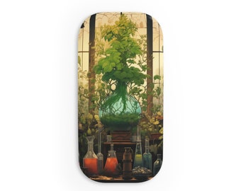 Witchy Phone Grip, Green Botanical Plants and Potions Phone Click-On Grip, Cottagecore Phone Grip