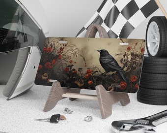 Vanity License Plate, Gothic Raven Car Front Plate, Raven Art, Front Car tag, Edgar Allan Poe Inspired Vanity Plate