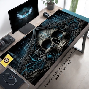 Gothic Skull Horror Playmat, Large Gaming Desk, Dark Fantasy Desk, Goth Mousepad, Skull Art Office Supplies, Macabre Desk Mat, LoFi XL XXL