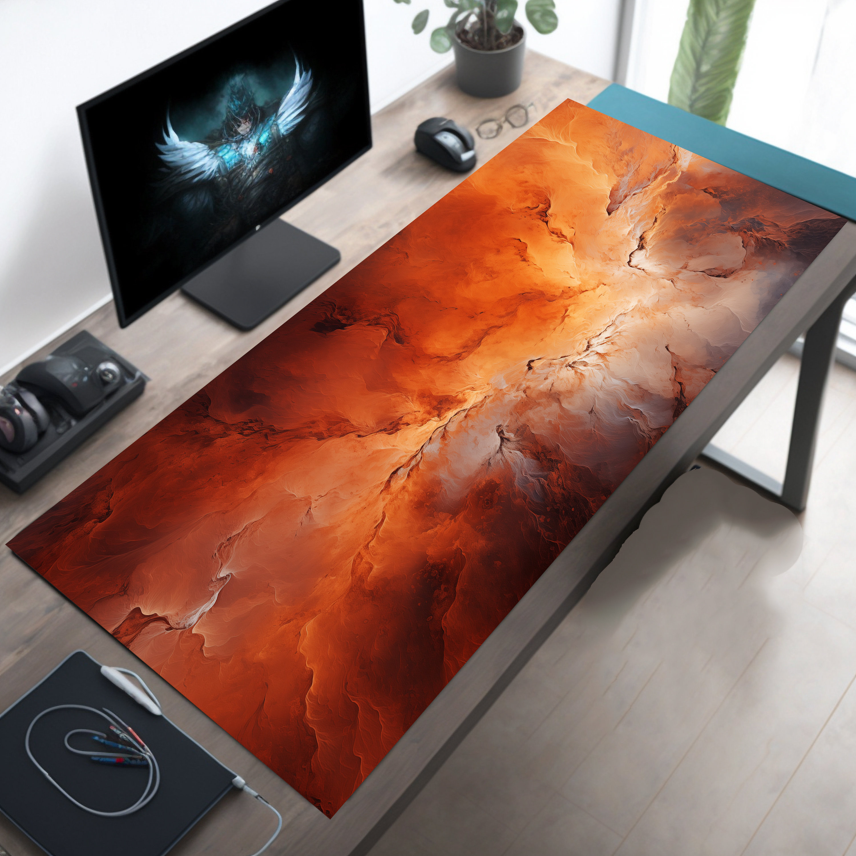 Surface of Mars Desk Mat, Mars Mouse Pad, Mars Mousepad, Red