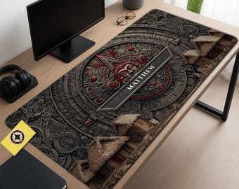 Aztec Inspired Personalized Fantasy Desk Mat Mousepad XL
