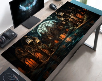 Stunning Fantasy Gothic Town, Gothic Aesthetic Large Desk Mat for Home or Office Gaming Setup